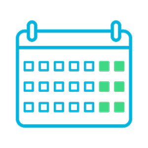 カレンダーのイラストで週休2日制の働きやすい勤務体系を表すアイコン