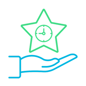 星のモチーフを掲げる手のイラストで特別休暇制度を表現したアイコン